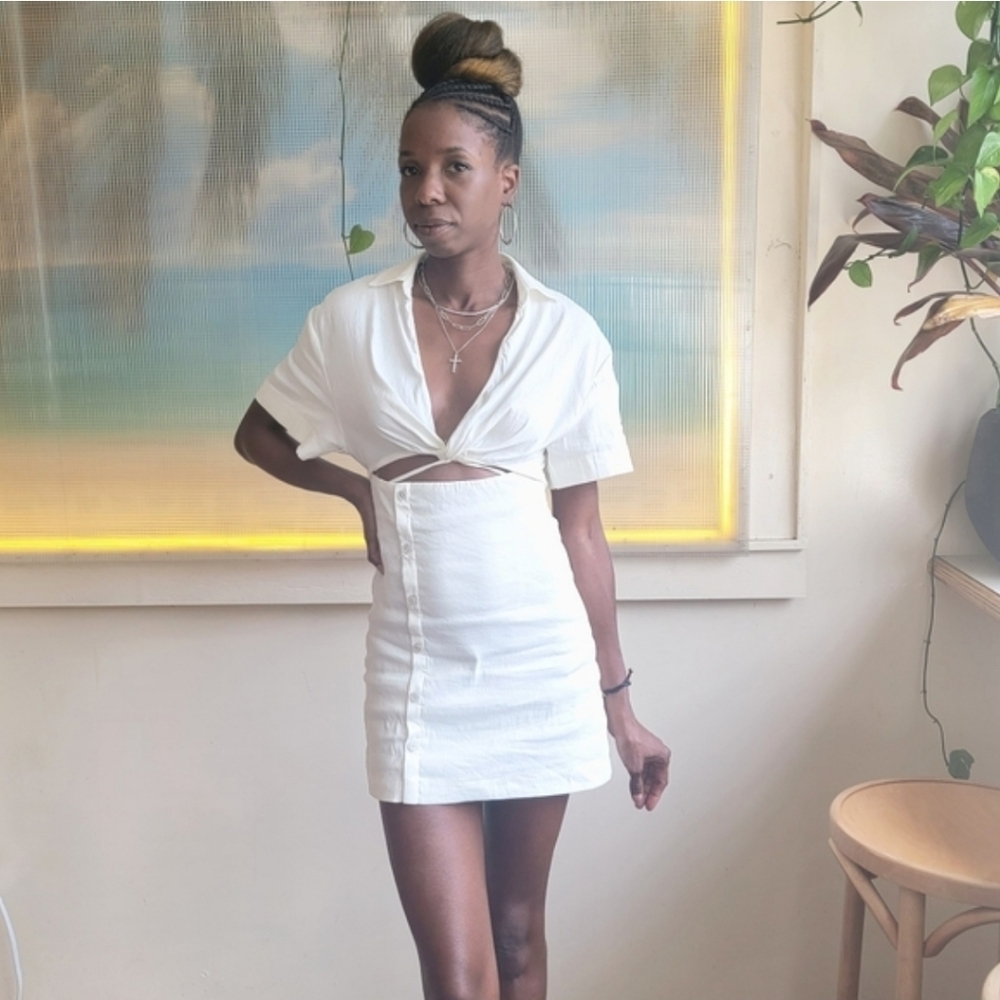 🎀🆕️Zara XS Linen White Dress